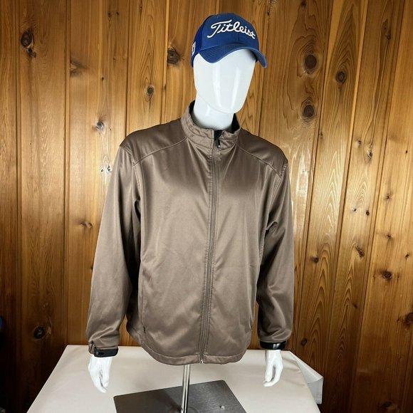 VTG Footjoy FJ Mens Brown Full Zip Track Jacket size Large Adjustable - Picture 2 of 10